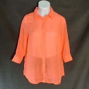 Girl's Sheer Blouse Creamsicle Orange L
